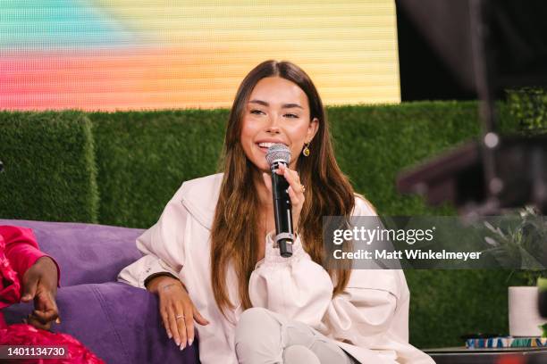 Madison Beer speaks onstage at the Outloud Raising Voices Music Festival at WeHo Pride on June 04, 2022 in West Hollywood, California.