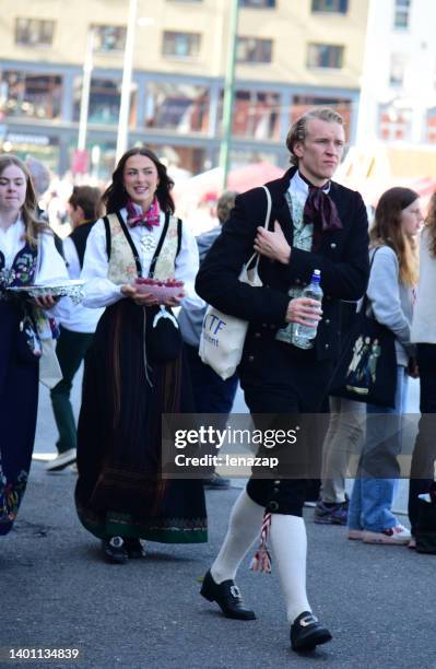 norwegian citizens celebrate the constitution day. - norway national day stock pictures, royalty-free photos & images