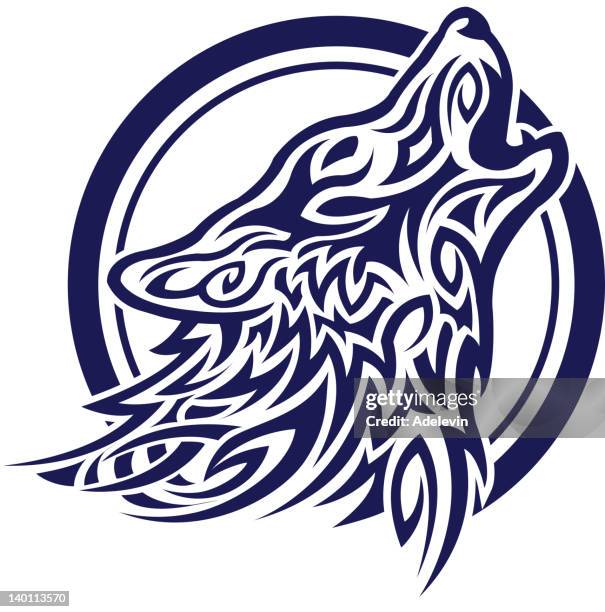 celtic wolf tatoo - wolfpack stock illustrations