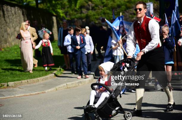 norwegian citizens celebrate the constitution day. - traditional clothing stock pictures, royalty-free photos & images
