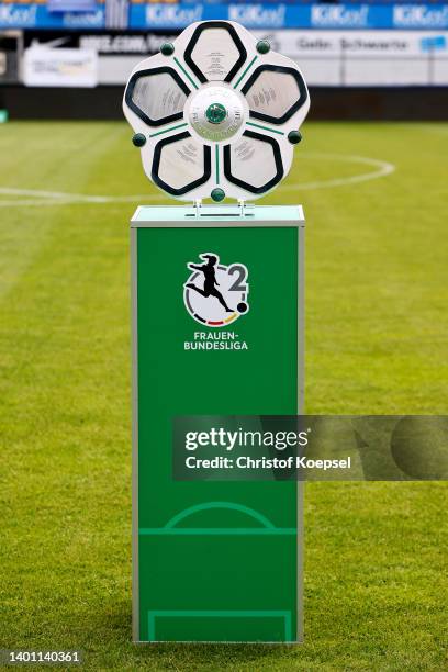 General view of the championship trophy of the 2. Frauen-Bundesliga prior to the 2. Frauen-Bundesliga match between SV Meppen and Borussia Bocholt at...