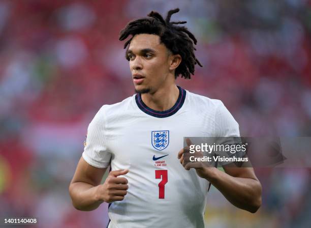Trent Alexander-Arnold of England during the UEFA Nations League League A Group 3 match between Hungary and England at Puskas Arena on June 4, 2022...