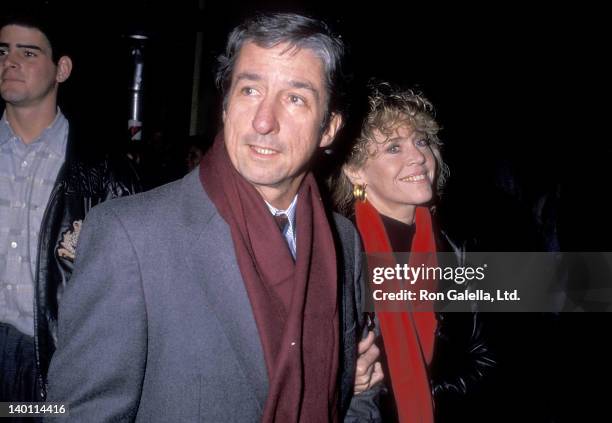 Political activist Tom Hayden and actress Jane Fonda attend the "Working Girl" Century City Premiere on December 19, 1988 at the 20th Century Fox...