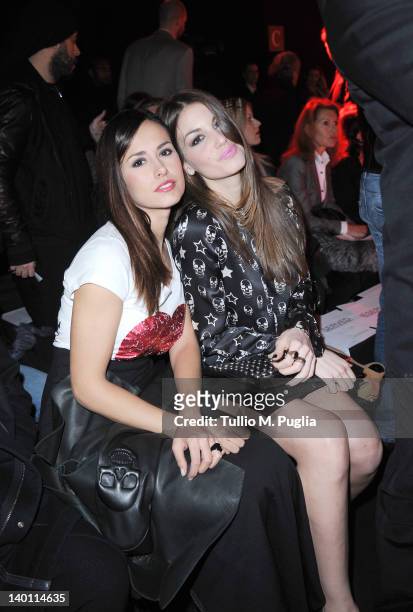 Michela Coppa and Francesca Fioretti attend the Philipp Plein fashion show as part of Milan Womenswear Fashion Week on February 25, 2012 in Milan,...