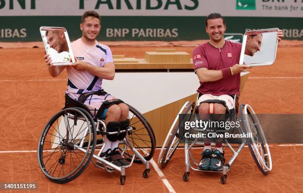 Alfie Hewett of Great Britain and partner Gordon Reid of Great Britain celebrate with the trophy after winning against Gustavo Fernandez of Argentina...