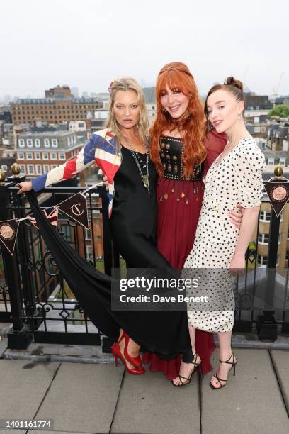 Kate Moss, Charlotte Tilbury and Phoebe Dynevor attend Charlotte Tilbury's The Queens Platinum Jubilee Pageant Preparation at Claridge's Hotel, on...