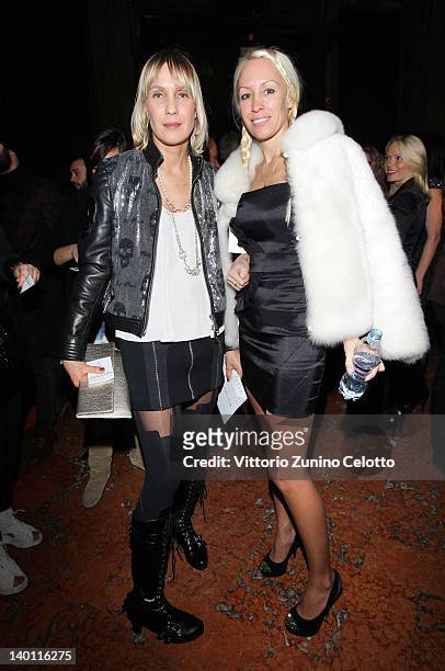 Tatiana Souchtcheva and guest attend Philipp Plein fashion show as part of Milan Womenswear Fashion Week on February 25, 2012 in Milan, Italy.