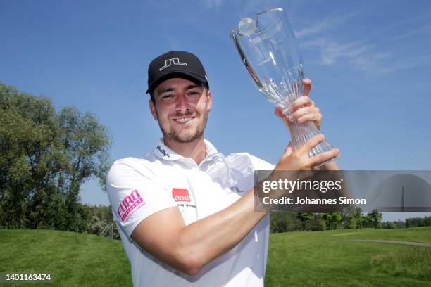 Nicolai Kristensen of Denmark celebrates with the trophy after winning the D+D REAL Czech Challenge during day four of the D+D REAL Czech Challenge...