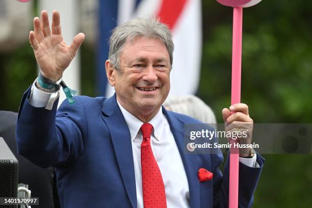 Alan Titchmarsh rides a bus during the Platinum Pageant on June 05, 2022 in London, England. The Platinum Jubilee of Elizabeth II is being celebrated...