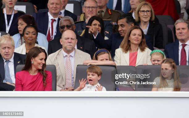 Leader of the Labour Party Keir Starmer and Victoria Starmer , Prime Minister Boris Johnson, Mike Tindall, Mia Tindall, Lena Tindall Catherine,...