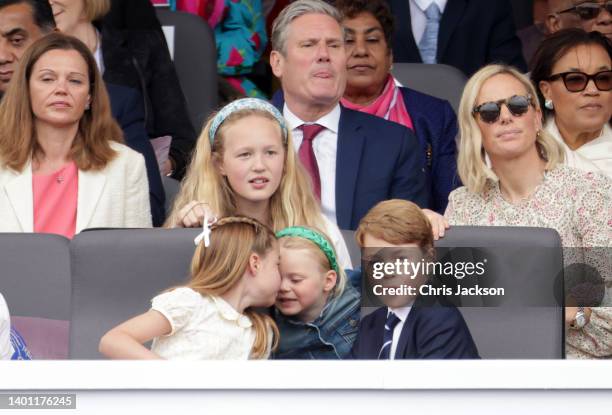 Victoria Starmer, Savannah Phillips, Keir Starmer, Zara Tindall Princess Charlotte of Cambridge, Mia Tindall and Prince George of Cambridge during...