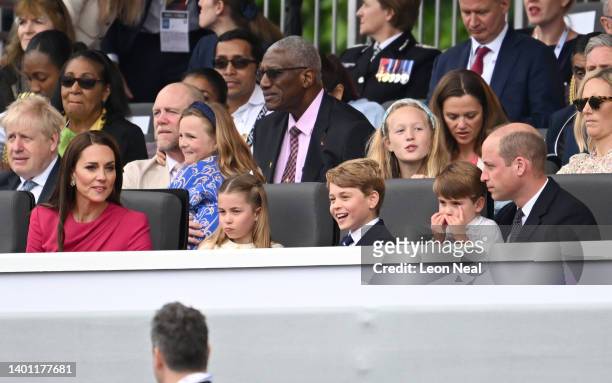 Prime Minister Boris Johnson, MikeTindall, Mia Tindall, Victoria Starmer, Savannah Phillips Catherine, duchess of Cambridge, Prince Louis of...