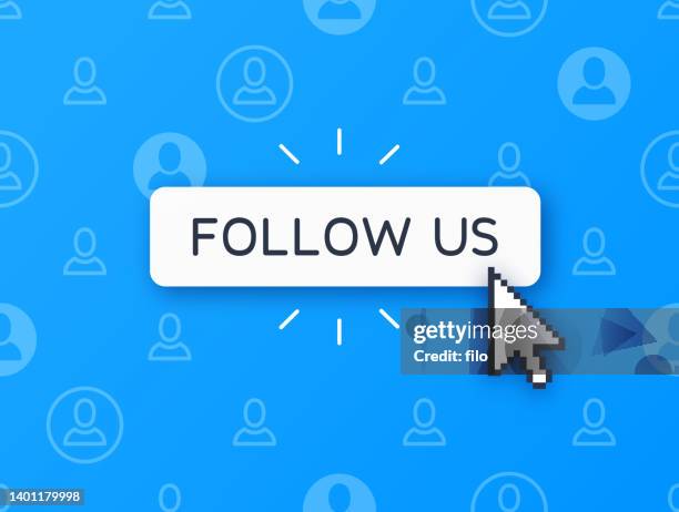 stockillustraties, clipart, cartoons en iconen met follow us social media button - volgen activiteit