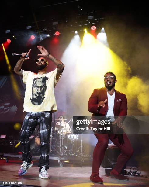 Kenny Burns performs with an ASL interpreter during DJ D-Nice's set at Roots Picnic 2022 at Mann Center For Performing Arts on June 04, 2022 in...