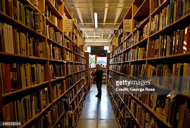 The rows of books at Powell's Bookstore are viewed on February 11 in Portland, Oregon. Portland has embraced its national reputation as a city...
