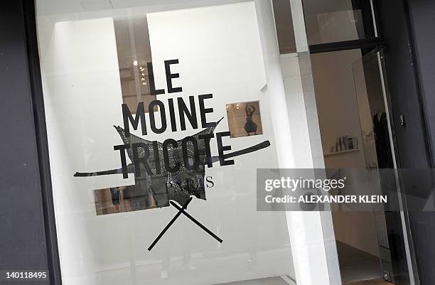 Picture taken on February 28, 2012 shows the front of Moine Tricote a Paris store during the presentation of French designer Alice Lemoine's...