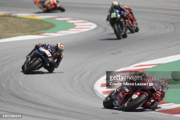 Jack Miller of Australia and Ducati Lenovo Team leads the field during the MotoGP race during the MotoGP of Catalunya - Race at Circuit de...