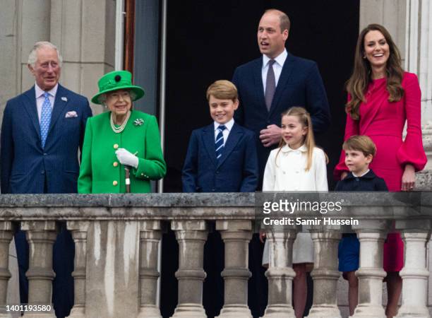 Prince Charles, Prince of Wales, Queen Elizabeth II, Prince George of Cambridge, Prince William, Duke of Cambridge, Princess Charlotte of Cambridge,...