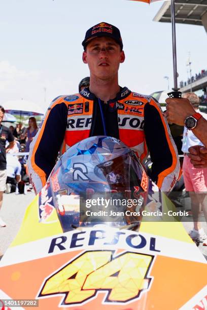 Pol Espargaró of Spain and Repsol Honda Team at the start of the Moto GP of Catalunya at Circuit de Barcelona-Catalunya on June 5, 2022 in Barcelona,...