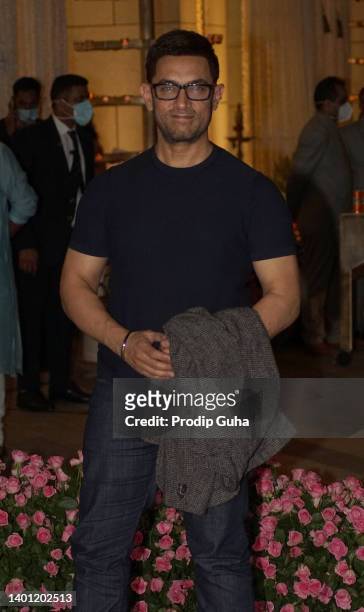 Aamir Khan attends the Arangnetram ceremony of Ms. Radhika Merchant on June 05, 2022 in Mumbai, India
