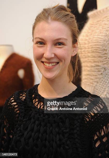 Designer Alice Lemoine poses at the 'Le Moine Tricote' Ready-To-Wear Fall/Winter 2012 Presentation as part of Paris Fashion Week on February 28, 2012...