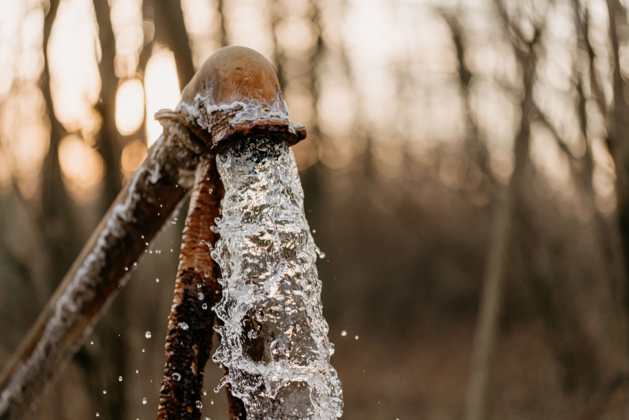 outdoor water feature winter