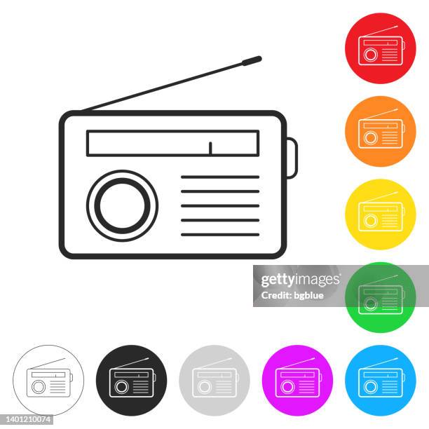 radio. icon on colorful buttons - portable radio stock illustrations