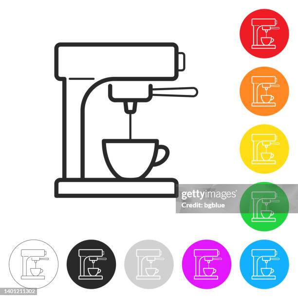 coffee machine. icon on colorful buttons - making espresso stock illustrations
