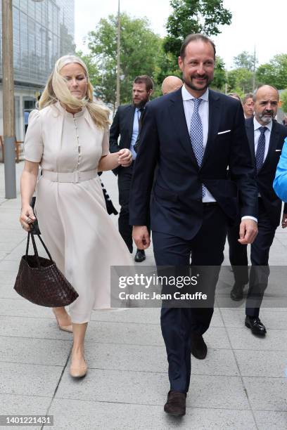 Mette-Marit, Crown Princess of Norway and Haakon, Crown Prince of Norway attend the Men's Singles Final match on Day 15 of The 2022 French Open at...