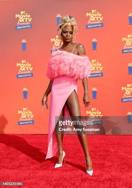 In this image released on June 5, Symone attends the 2022 MTV Movie & TV Awards: UNSCRIPTED at Barker Hangar in Santa Monica, California and...
