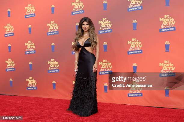 In this image released on June 5, Teresa Giudice attends the 2022 MTV Movie & TV Awards: UNSCRIPTED at Barker Hangar in Santa Monica, California and...