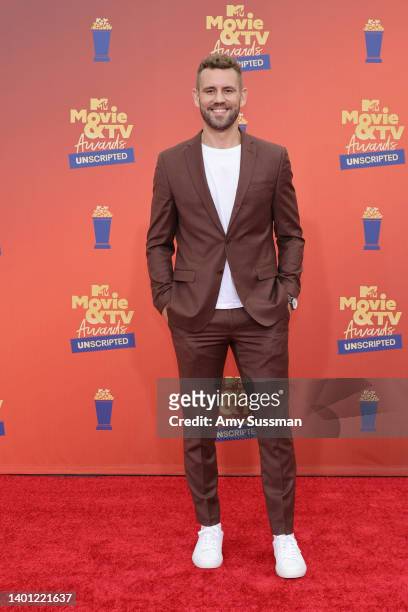 In this image released on June 5, Nick Viall attends the 2022 MTV Movie & TV Awards: UNSCRIPTED at Barker Hangar in Santa Monica, California and...