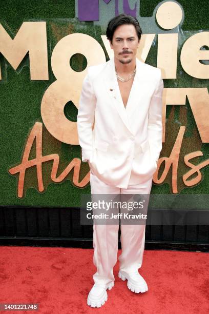 In this image released on June 5, Tom Sandoval attends the 2022 MTV Movie & TV Awards: UNSCRIPTED at Barker Hangar in Santa Monica, California and...
