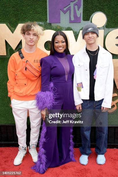 In this image released on June 5, Jaid Thomas Nilon, Garcelle Beauvais and Jax Joseph Nilon attend the 2022 MTV Movie & TV Awards: UNSCRIPTED at...