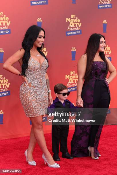 In this image released on June 5, Angelina Pivarnick, Christopher John Buckner, and Deena Nicole Cortese attend the 2022 MTV Movie & TV Awards:...