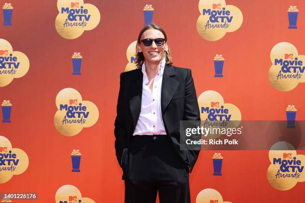 Jamie Campbell Bower attends the 2022 MTV Movie & TV Awards at Barker Hangar on June 05, 2022 in Santa Monica, California.