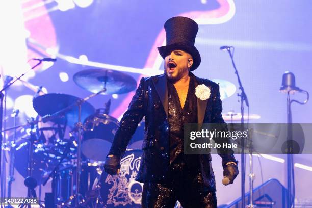 Brian May of Queen performs at The O2 Arena on June 05, 2022 in London, England.