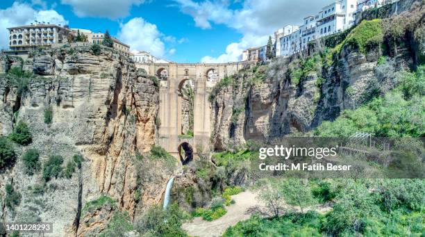 puente nuevo bridge of spain's ronda - ronda spain stock pictures, royalty-free photos & images