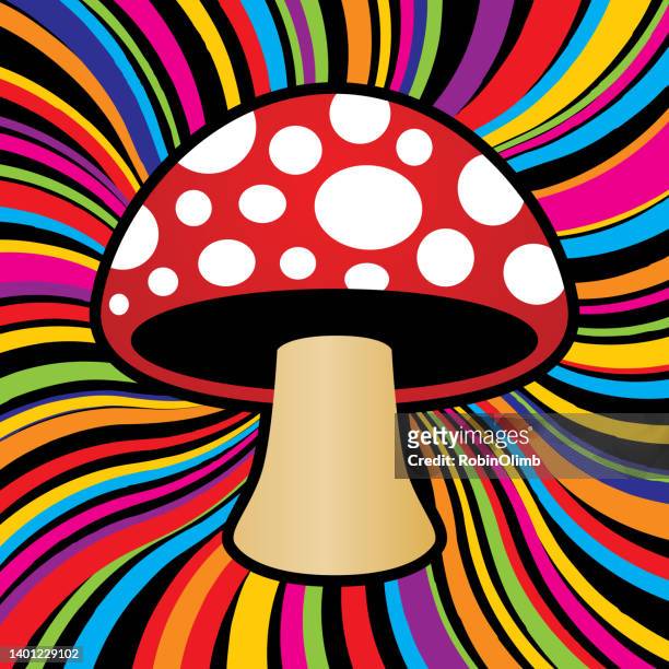 psychedelic mushroom icon - hippies stock illustrations