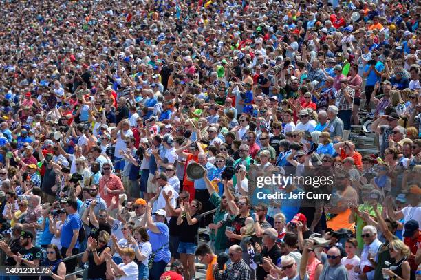 General view of fans in the grandstands during the NASCAR Cup Series Enjoy Illinois 300 at WWT Raceway on June 05, 2022 in Madison, Illinois.