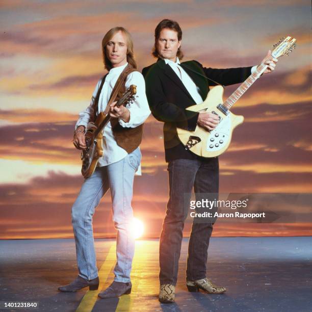 Musicians Tom Petty and Roger McGuinn pose for a portrait in Los Angeles, California.