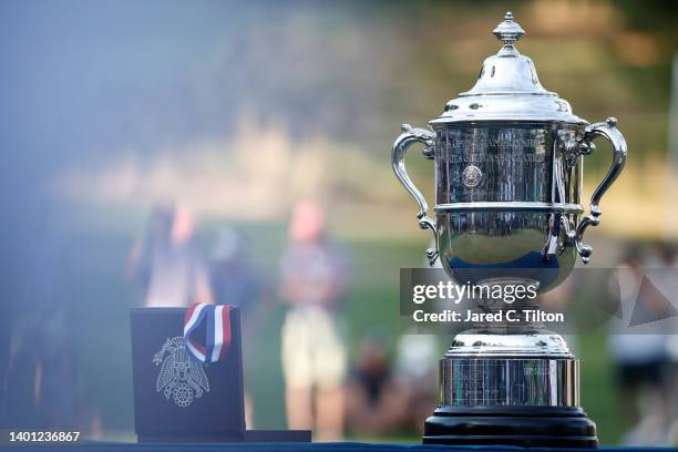 Detail view of the championship trophy after the 77th U.S. Women's Open at Pine Needles Lodge and Golf Club on June 05, 2022 in Southern Pines, North...