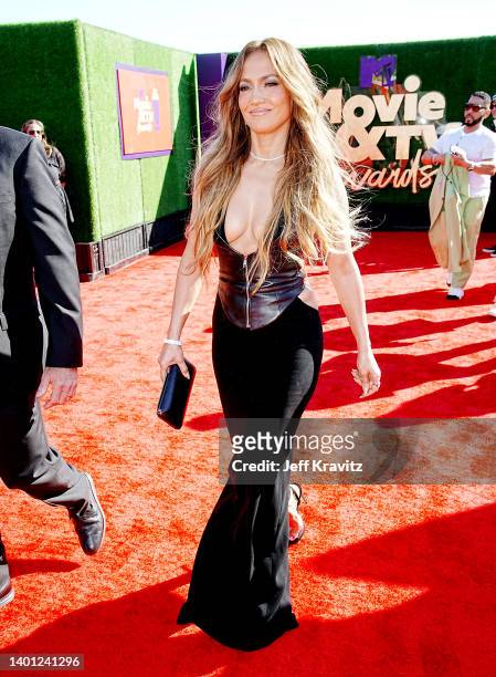 Jennifer Lopez attends the 2022 MTV Movie & TV Awards at Barker Hangar on June 05, 2022 in Santa Monica, California.