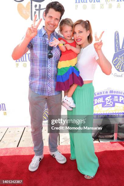 Drew Seeley, their daughter and Amy Paffrath attend the Harold Robinson Foundation's 10th Annual Pedal on the Pier Fundraiser at Santa Monica Pier on...