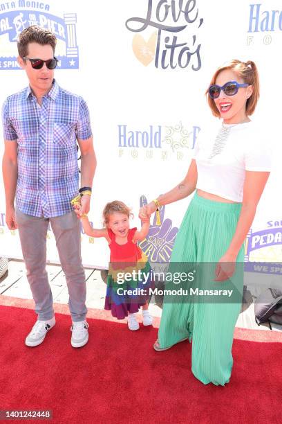 Drew Seeley, their daughter and Amy Paffrath attend the Harold Robinson Foundation's 10th Annual Pedal on the Pier Fundraiser at Santa Monica Pier on...