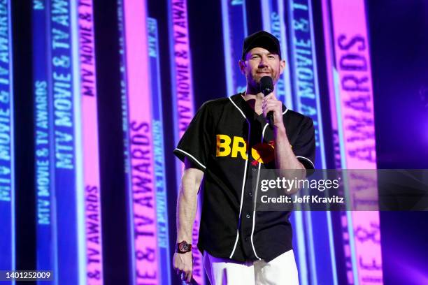 Billy Eichner speaks onstage during the 2022 MTV Movie & TV Awards at Barker Hangar on June 05, 2022 in Santa Monica, California.