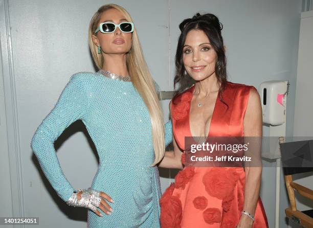 In this image released on June 5, Paris Hilton and Bethenny Frankel attend the 2022 MTV Movie & TV Awards: UNSCRIPTED at Barker Hangar in Santa...