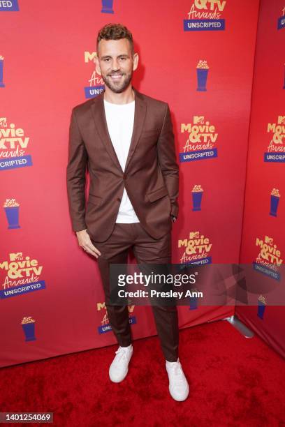 In this image released on June 5, Nick Viall attends the 2022 MTV Movie & TV Awards: UNSCRIPTED at Barker Hangar in Santa Monica, California and...
