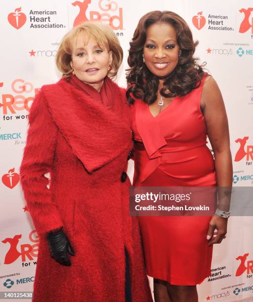 Personalities Barbara Walters and Star Jones attend the American Heart Association's 2012 New York City Go Red for Women luncheon at the Hilton New...