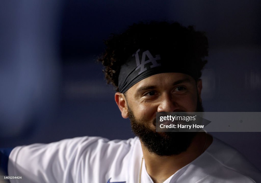 Edwin Luis Rios Edwin Rios of the Los Angeles Dodgers reacts to his solo homerun in ...
